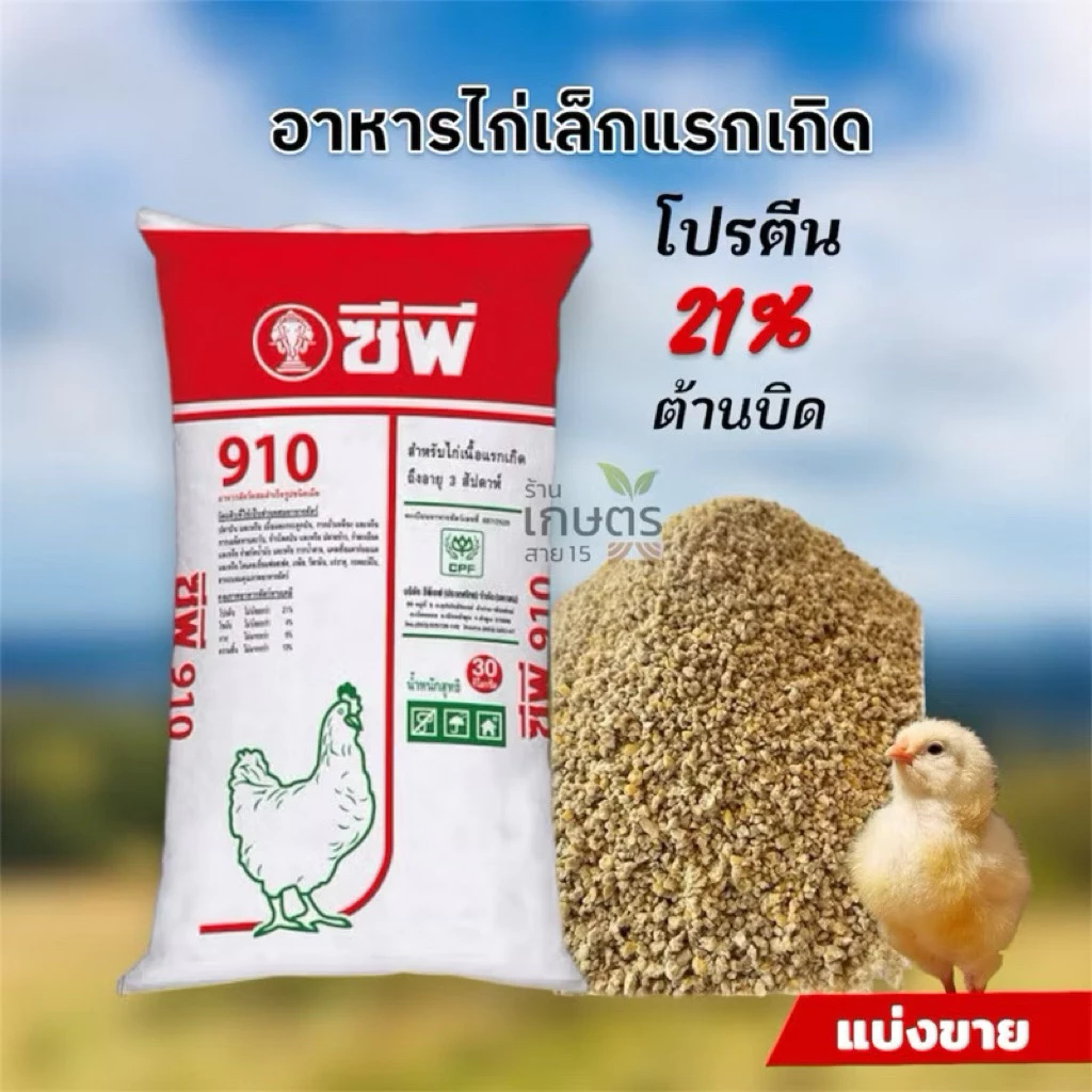 อาหารไก่เเรกเกิด-3สัปดาห์ โปรตีน21% แบ่งขาย 15 กิโลกรัม