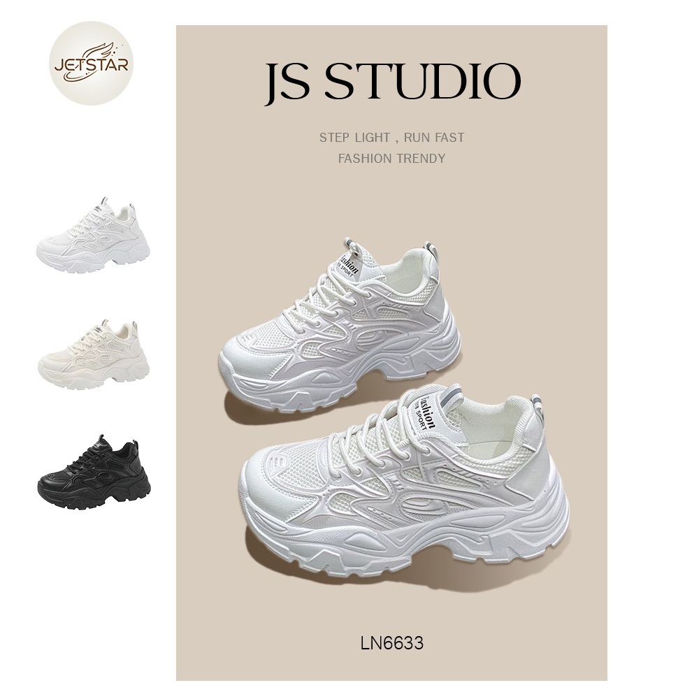 JS.Studio รองเท้ากีฬาลำลองสำหรับผู้หญิง แนวสตรีท พร้อมส่ง ผ้าใบสไตล์เกาหลี พื้นหนานุ่ม ระบายอากาศได้ดี [LN6633]