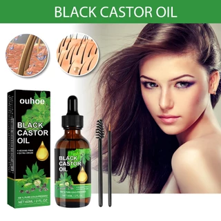 OUHOE น้ำมันละหุ่ง castor oil 100% น้ำมันละหุ่งดำ เซรั่มปลูกผมดก เร่งผมยาว ขนตายาว ขนตาหนา ใช้ได้ทั้งผม ขนตา คิ้ว