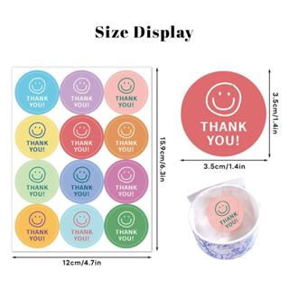 แพ็ค120ดวง สติกเกอร์ขอบคุณ ลายหน้ายิ้ม สติกเกอร์ติดแก้ว ติดก…