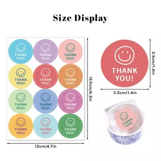แพ็ค120ดวง สติกเกอร์ขอบคุณ ลายหน้ายิ้ม สติกเกอร์ติดแก้ว ติดกล่อง sticker H5