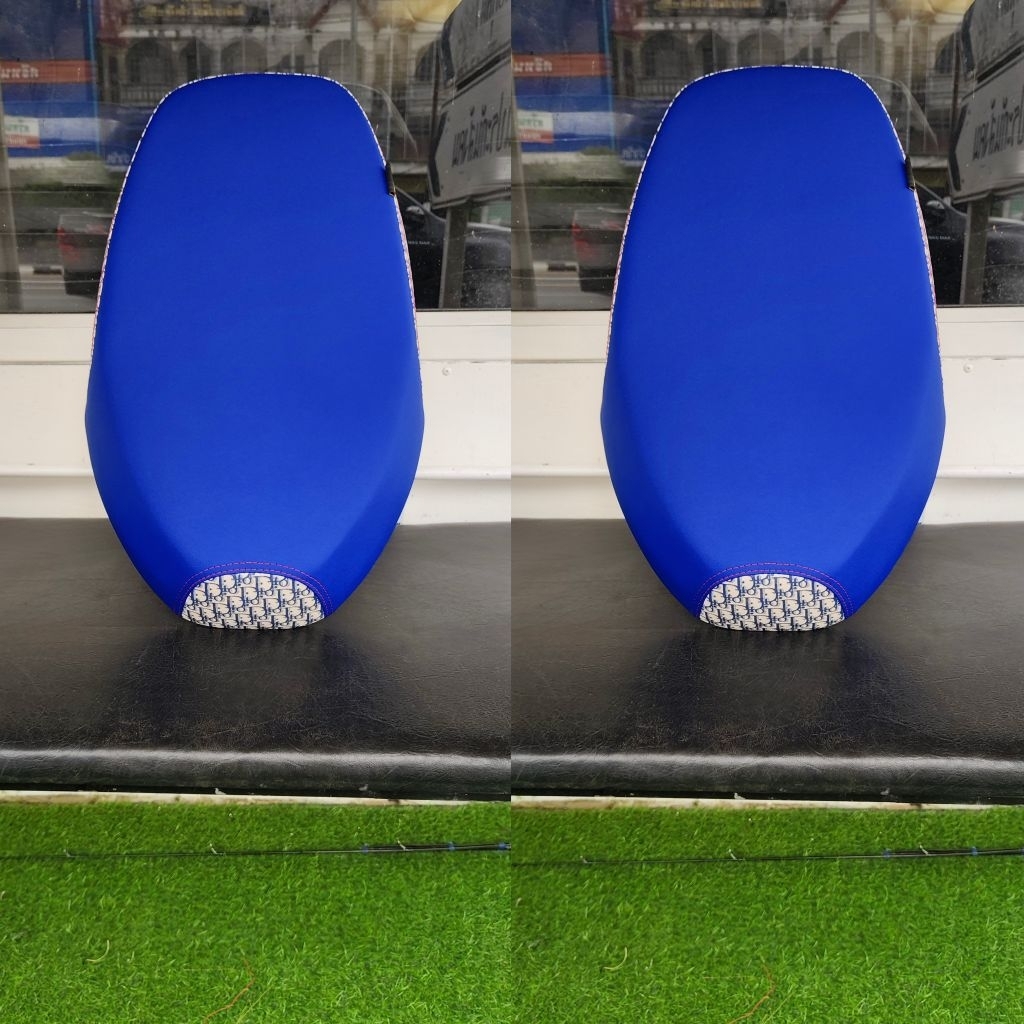 หนังหุ้มเบาะรถไฟฟ้า skg lion z2สำหรับเบาะเดิมหนังเรดเดอร์ดำตัดลายแฟชั่นงานไม่ใช่ยางยืด