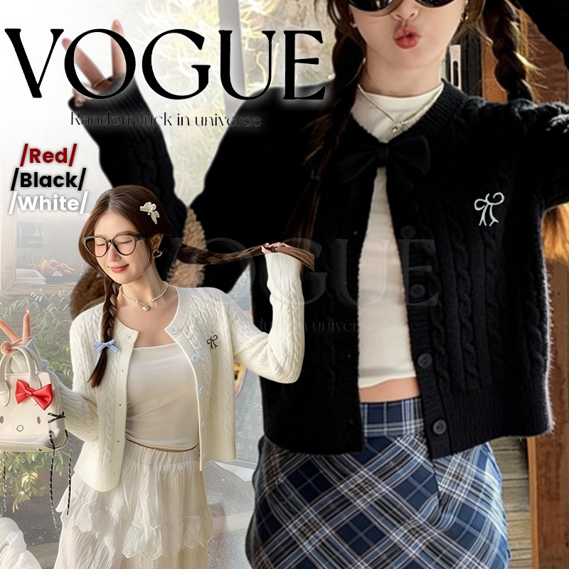 Vogue🌟พร้อมส่ง🌟 เสื้อแขนยาวกันหนาวไหมพรม สไตล์มินิมอล แขนยาว คอกลม สีสดใส (DZ196-1)