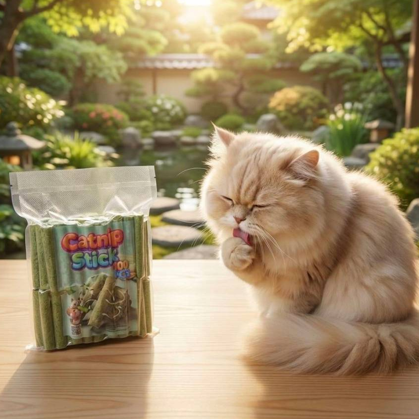 Thai.th ขนมหญ้าแมว ผลิตจากต้นอ่อนข้าวสาลี ช่วยขัดฟัน 1 ถุง บรรจุ 100 ชิ้น Catnip Sticks 100pcs
