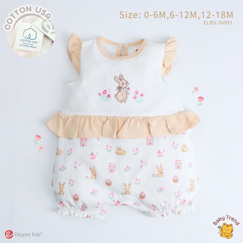 Elegant Kids ชุดเด็กผู้หญิง 0-18 เดือน ชุดรอมเปอร์แขนระบาย Rabbit Cottage Collection | Babytrend