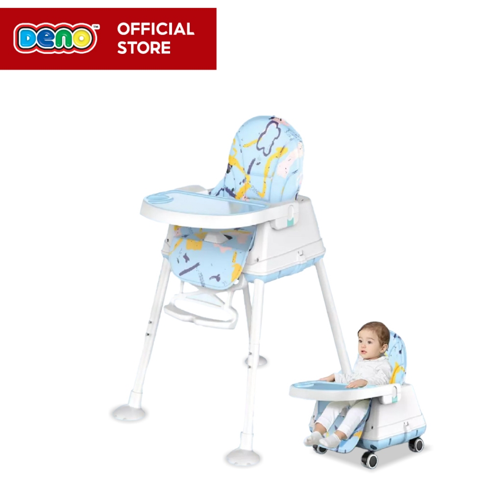 DENO เก้าอี้กินข้าวเด็ก เก้าอี้กินข้าวเด็กสีพาสเทลน่ารัก ปรับสูง-เตี้ยได้ เบาะหนังPUทำความสะอาดง่าย มีที่เก็บของข้างล่าง