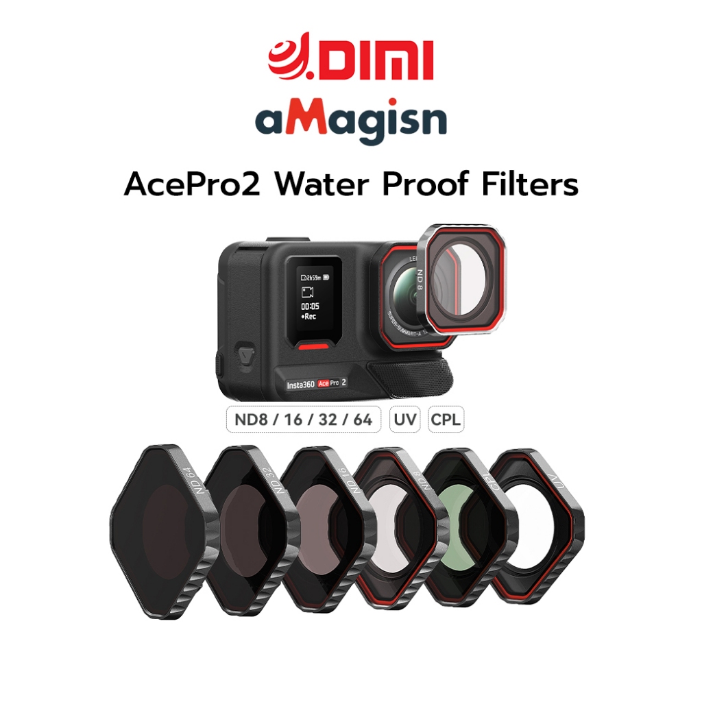 aMagisn AcePro2 Water Proof Filters ฟิลเตอร์เลนส์กล้อง Ace Pro 2 ถ่ายรูป วิดีโอUV ,CPL ,ND8/16/32/64