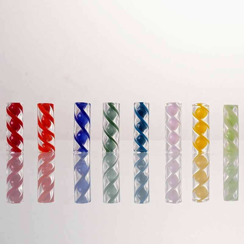 New Premium Hand Crafted Colored Spiral Glass Tрs 12x30mm