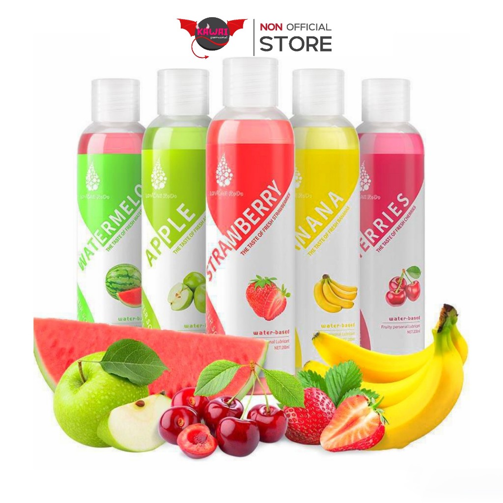 Lovcae เจลหล่อลื่น 5 กลิ่นผลไม้ สูตรน้ำ 200 ml สตรอว์เบอร์รี่ แอปเปิ้ลเขียว กล้วยหอม แตงโม เชอร์รี