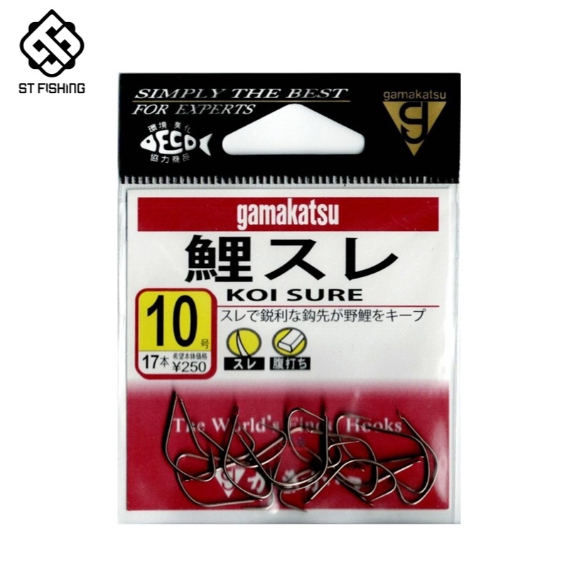 ตัวเบ็ด Gamakatsu KOI SURE No.10 ตัวเบ็ดตกกุ้งกามา ทรงเซเว่น (1 ซองมี 17 ตัว)