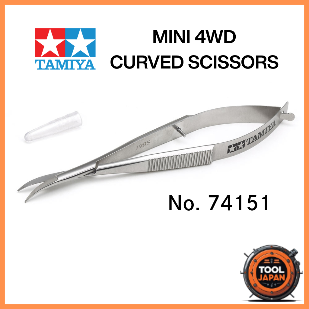 TAMIYA Craft Tool No. 151 Mini 4WD Curved Scissors for Polycarbonate Bodies, Plastic Model 74151