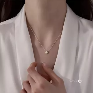 GLAMOR✨สร้อยคอเงิน Twin Hearts สร้อยคอเงินแท้925 สร้อยคอเพชรเม็ดเล็กรูปหัวใจคู่ สร้อยคอแฟชั่น