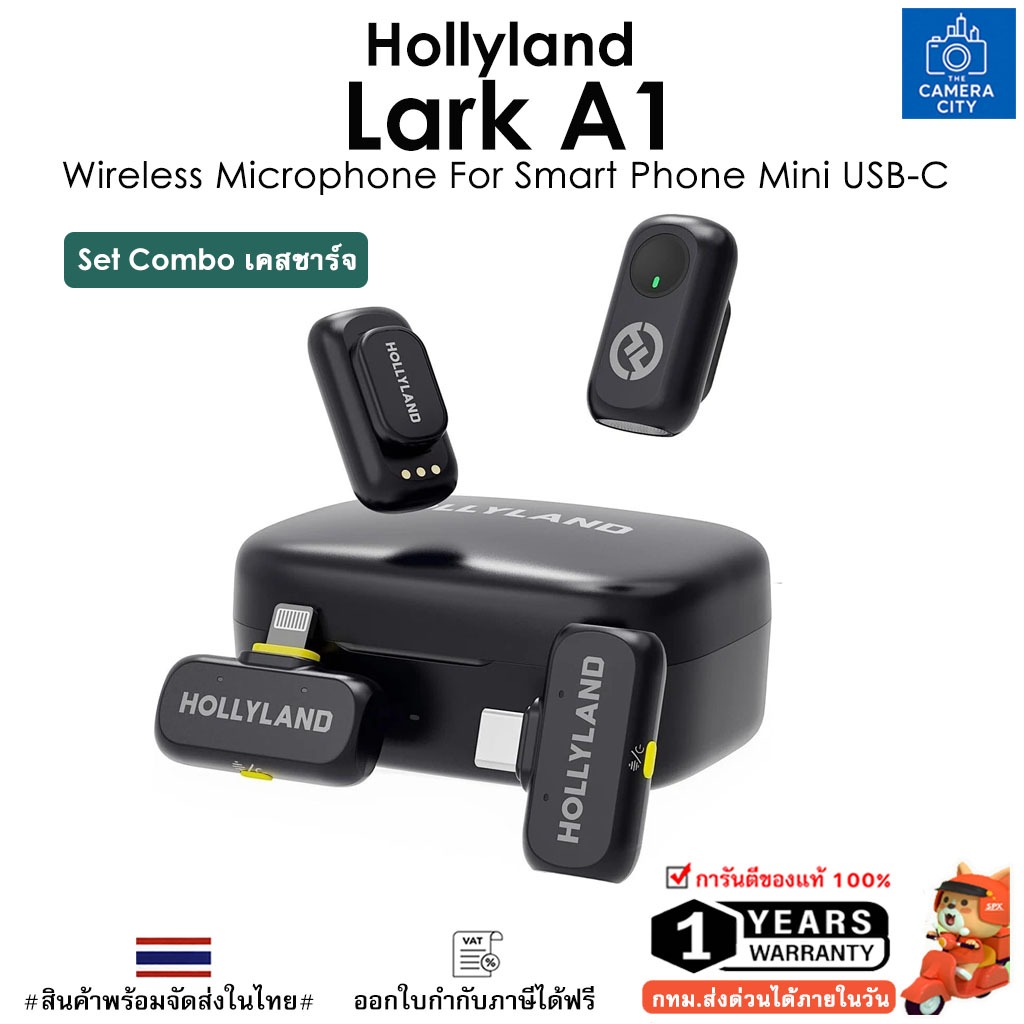 Hollyland LARK A1 ไมโครโฟนไร้สาย แบบคลิป-ออน (Lavalier) เสียงคุณภาพสูง สําหรับ Smart Phone USB-C
