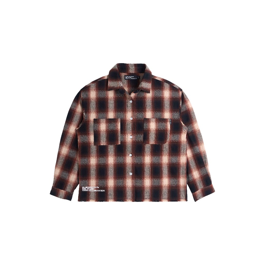 RDYxNWL Plaid Long Sleeve Shirt Orange-Black
