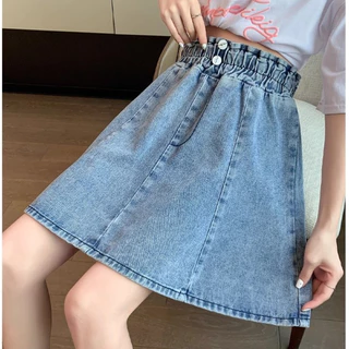 Plus Size~MINI skirt denim กระโปรงยีนส์ทรงเอไลน์เอวสูงสำหรับผู้หญิง เหมาะกับการเล่นเทนนิส กระโปรงทำงานสไตล์เกาหลี