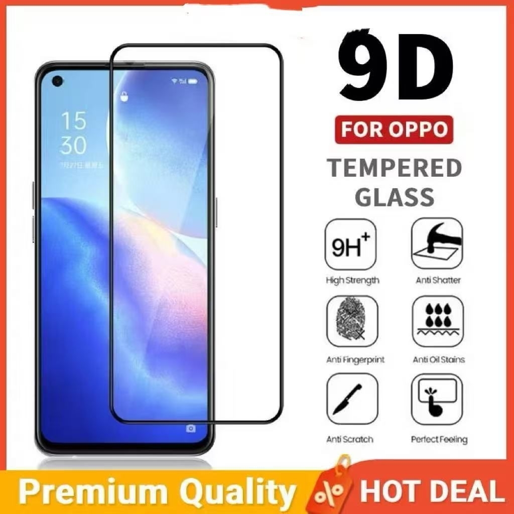 ⚡GOOD⚡ฟิล์มกระจก For Oppo เต็มจอ สำหรับ Reno 8 8Z 7 7Z 6 6Z Reno 5 4 2 2F For A91 A92 A93 A94 A95 A96 A71 A73 A76 A74 4G