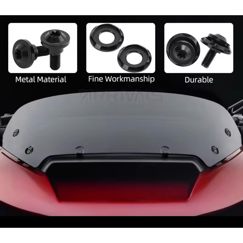 น็อตชิวหน้า RG Harley Road Glide 2024 + RG M8 GEN2 น็อตชิว Tiranuim สีดำ