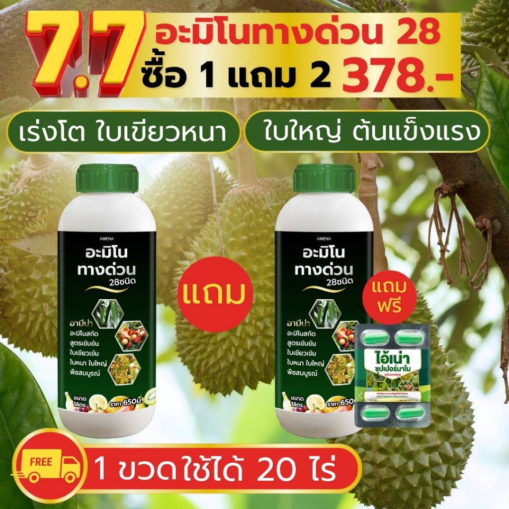 อามีน่าอะมิโนทางด่วน 28ชนิด (1แถม2)  แถม1ขวด+แถมไอ้เน่า1แผง  สูตรอะมิโนทางด่วน เร่งโต 1ลิตร