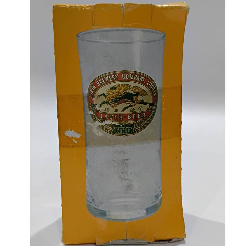 แก้วเบียร์วินเทจ Kirin Lager Beer Kirin Brewery Company Limited NEW IN PACKED.