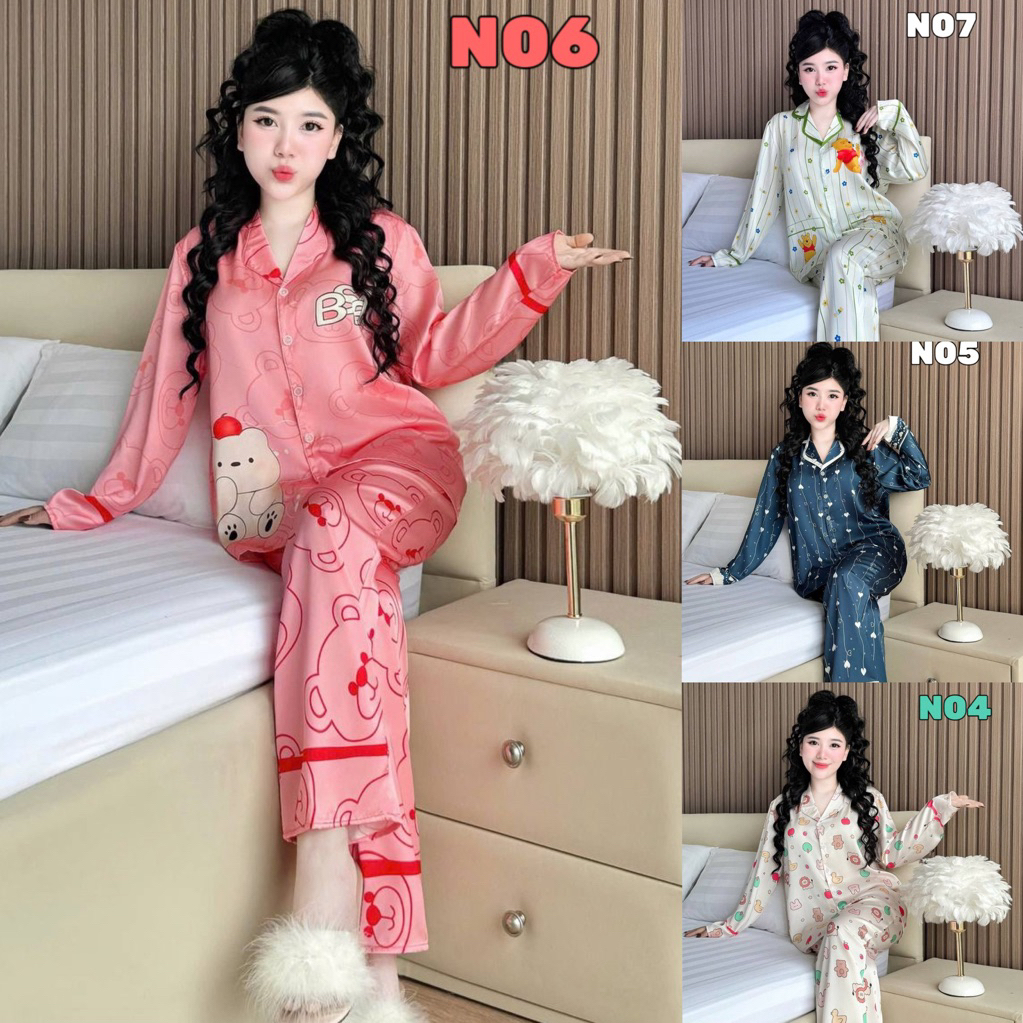 🔥งานเข้าใหม่🔥แขนยาว-ขายาว Freesize อก44 “ผ้าไหมทอซาติน (Silk Satin)เกรดพรีเมียม นุ่ม ลื่น ใส่สบาย