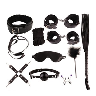 10 ชิ้น ชุด สําหรับคู่รัก โซ่แส้กุญแจมือ กุญแจข้อมือหนัง ข้อ…