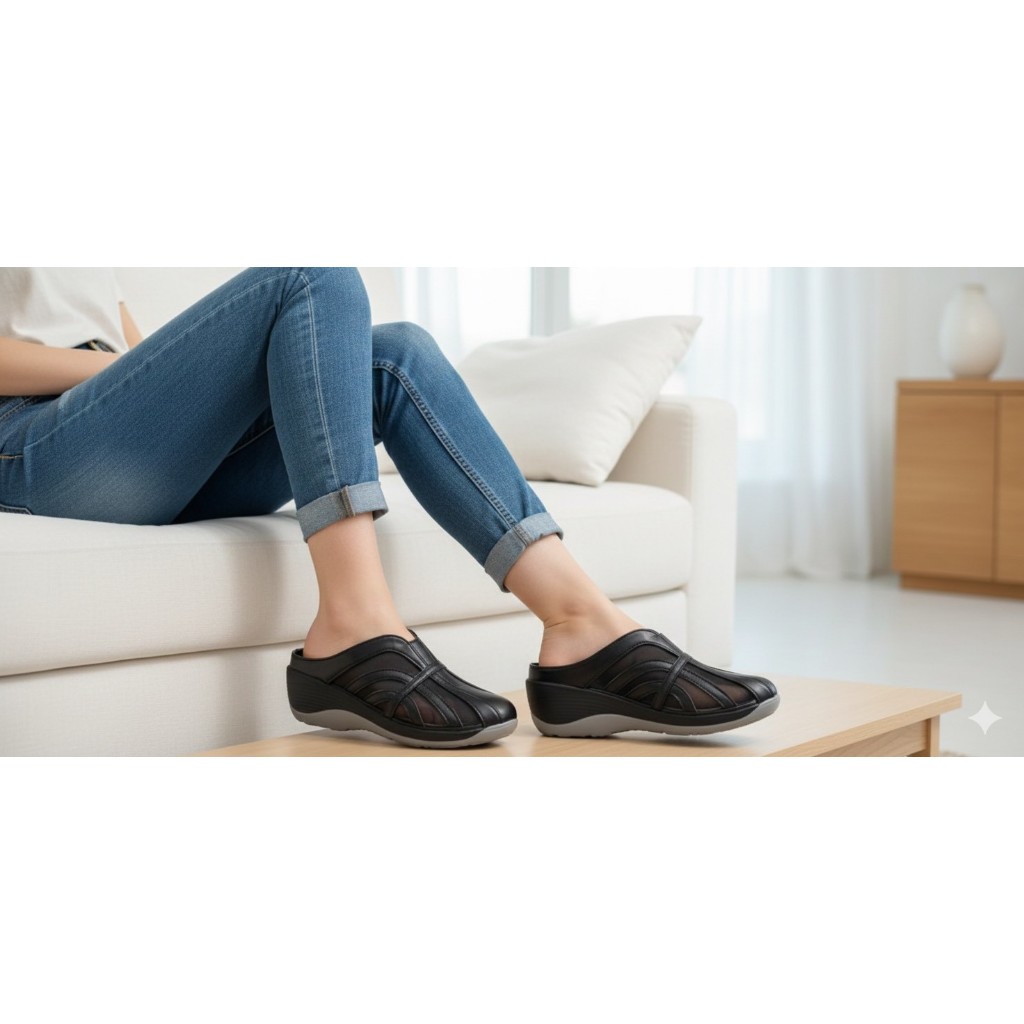 Shoes I amm B34 **ร้านจริงส่งตรงจากนครนายก** รองเท้าสุขภาพสวมหัวมน เปิดส้นซีทรู น้ำหนักเบา ซัพพอร์ตการเดินสบาย - รูปที่ 3