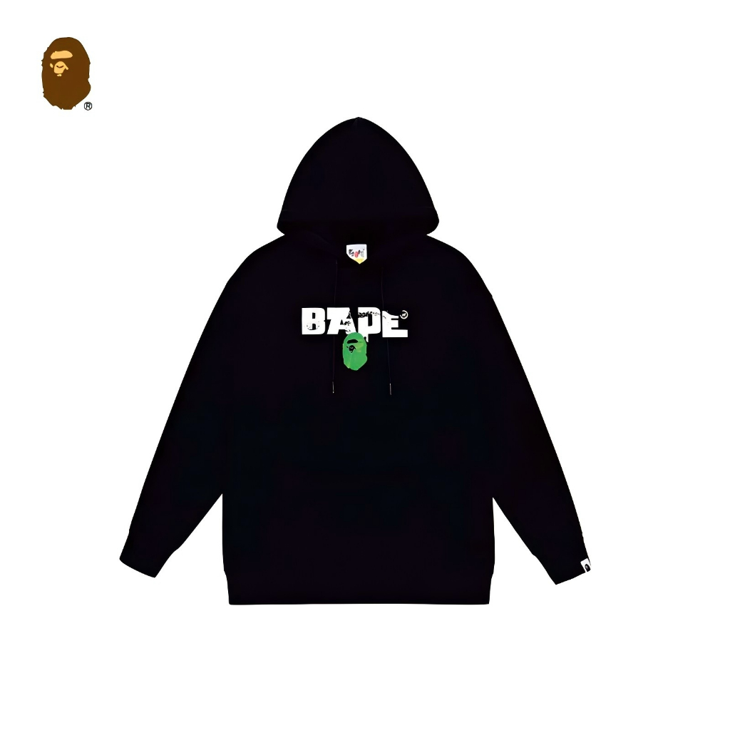 BAPE🇯🇵 เสื้อ BAPE เสื้อฮู้ดทรงหลวมพิมพ์ลายหัวลิง