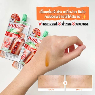 [6 ซอง] MILLE ACNE POWER SHOT INTENSIVE SERUM 10ml. มิลเล่ เซรั่ม dragon blood 5% รักษาแผลเป็น รอยสิว เห็นผล