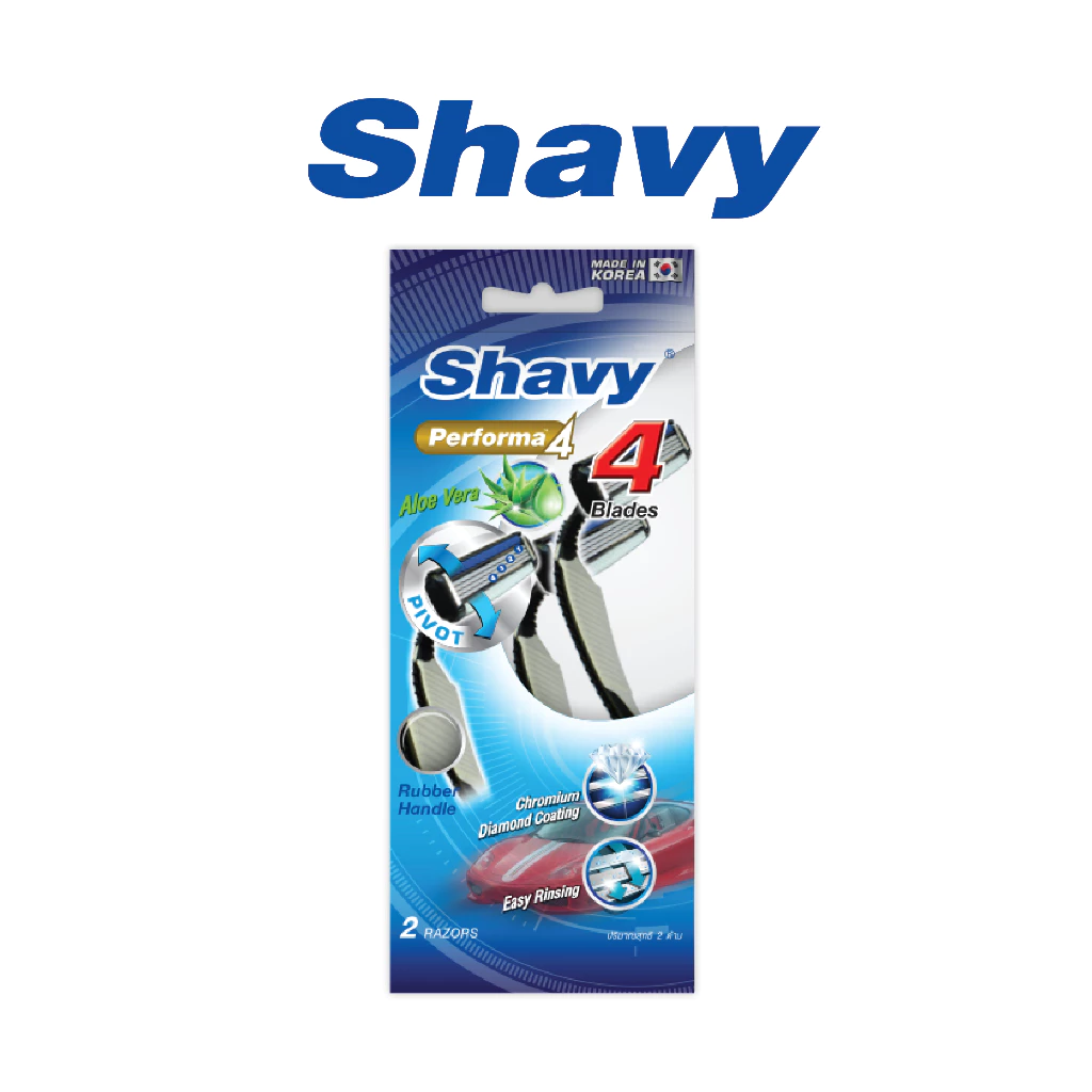 Shavy Performa4 / เชฟวี่ มีดโกน 4 ใบมีด 2ด้าม/ห่อ