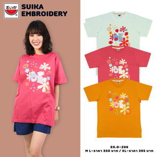 เสื้อแตงโม (SUIKA) - เสื้อยืดคอกลมแขนสั้น ลายลายปักการ์ตูน (…
