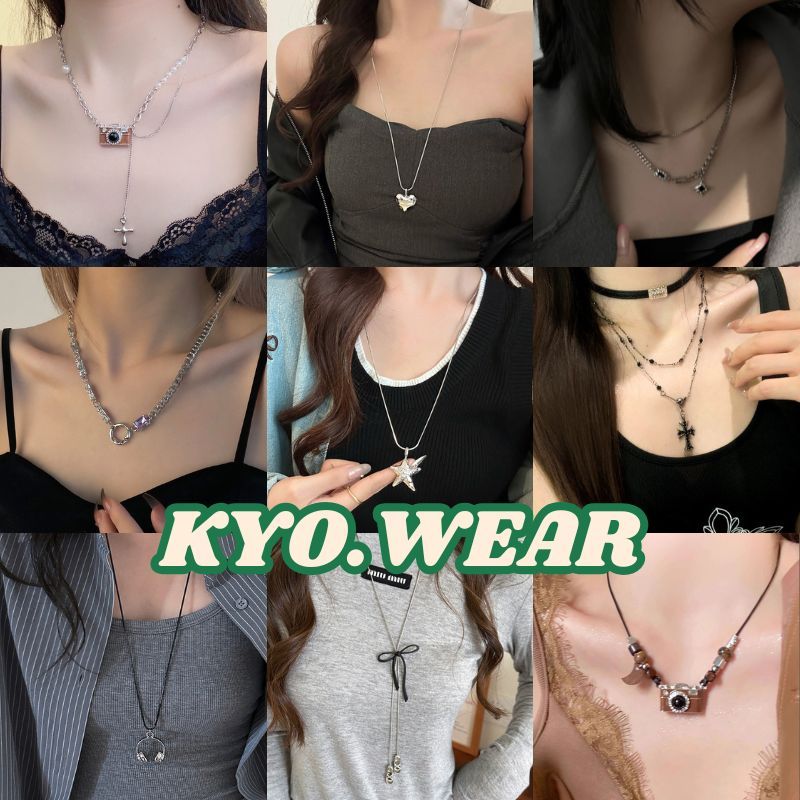 KYO ✨ สร้อยคอโลหะ วินเทจ ข้าม แฟชั่นสตรีท ยูนิเซ็กส์ ของขวัญ XL002