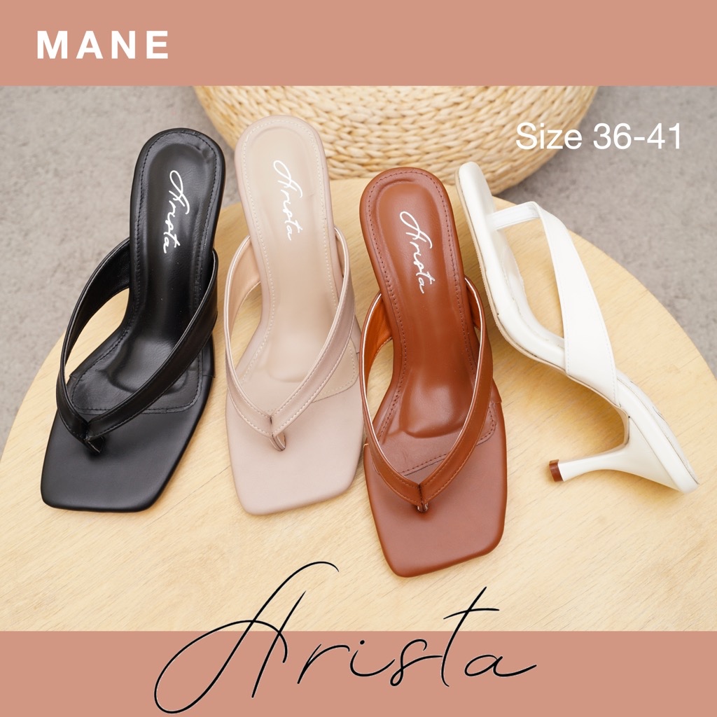 [สินค้าพร้อมส่งจากไทย] Arista รุ่น MANE (ART-089) สูง 2.5 นิ้ว รองเท้าส้นสูงหูหนีบ ทรงหัวตัด สุดชิค ใส่กับยีนส์คือปังมาก