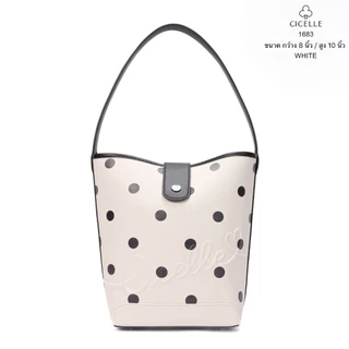 #1683Polka Dots Bucket Bag 🤍🖤แบรนด์ CICELLE (ซี-เซล) กระเป๋าทรงถัง กระเป๋าลายจุด กระเป๋า กระเป๋าสะพายไหล่