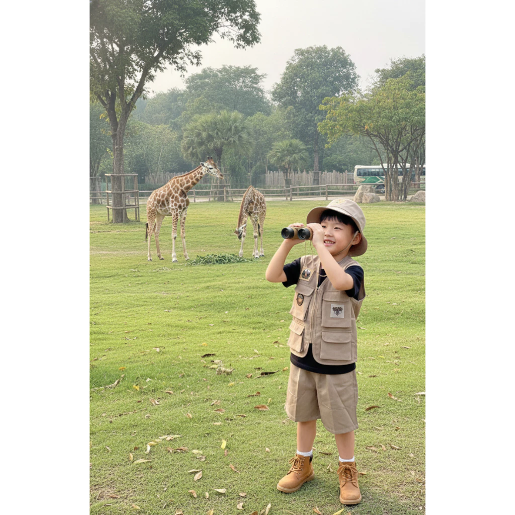 [Pre-oreder ส่งได้เดือน 9] ชุดเดินป่า ชุดแค้มปิ้งเด็ก (Camping) แถมของเล่นกล้องส่องทางไกล เสื้อกั๊กเดินป่า ชุดซาฟารีเด็ก thumbnail 9