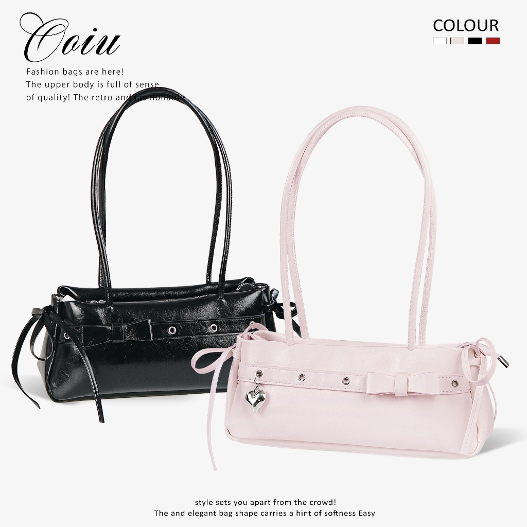 OOIU bag Cincin bag กระเป๋าสะพายไหล่ หัวใจ แต่งเข็มขัด ติดโบว์ น้องซินซิน OOIU