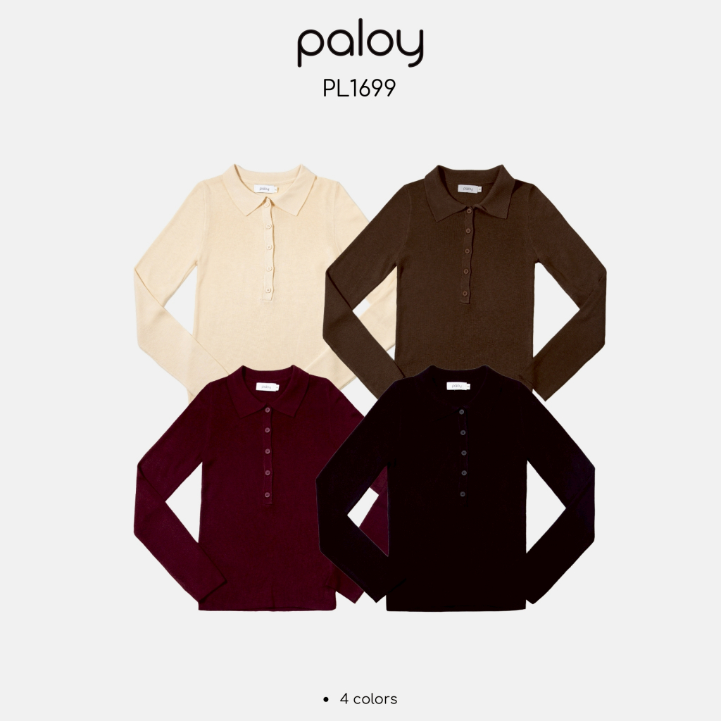 Paloy - PL1699 เสื้อโปโลไหมพรมแขนยาว สีพื้น