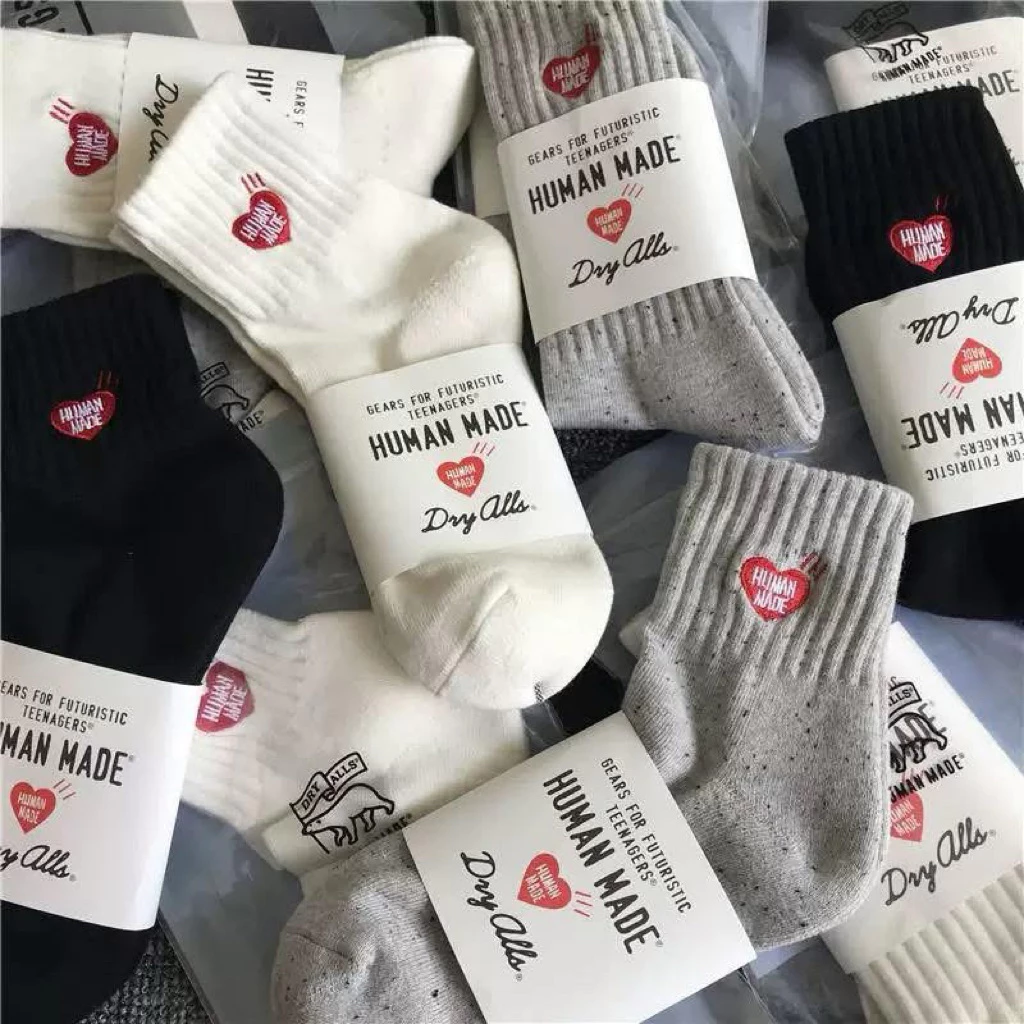 💝พร้อมส่ง💝เซต 3 คู่ ถุงเท้า HUMAN MADE ผ้าคอตตอน 100% ใส่สบายทุกวัน