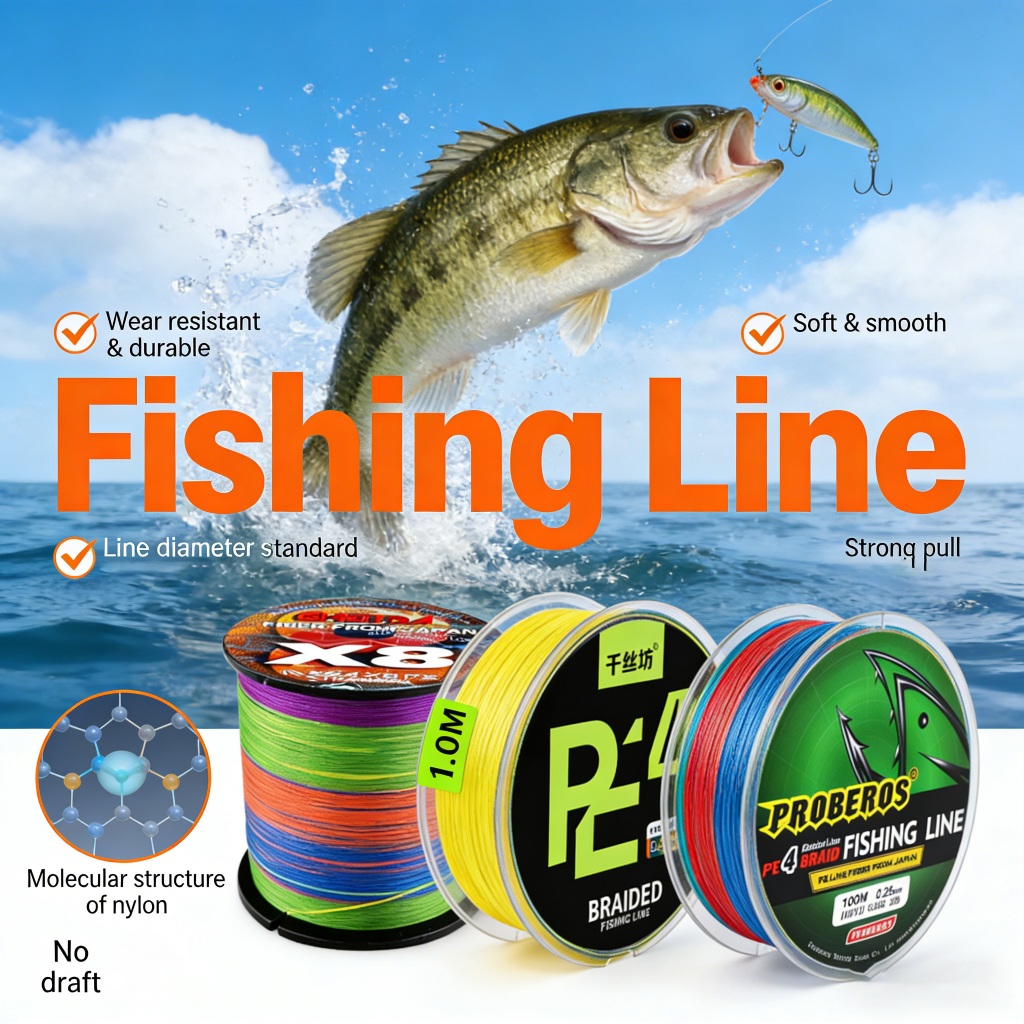 พรอมจัดส่ง สายพีอีถัก4 เอ็นตกปลา สายตกปลา หลากสี เหนียว ทนทาน สายPE ยาว100 เมตร