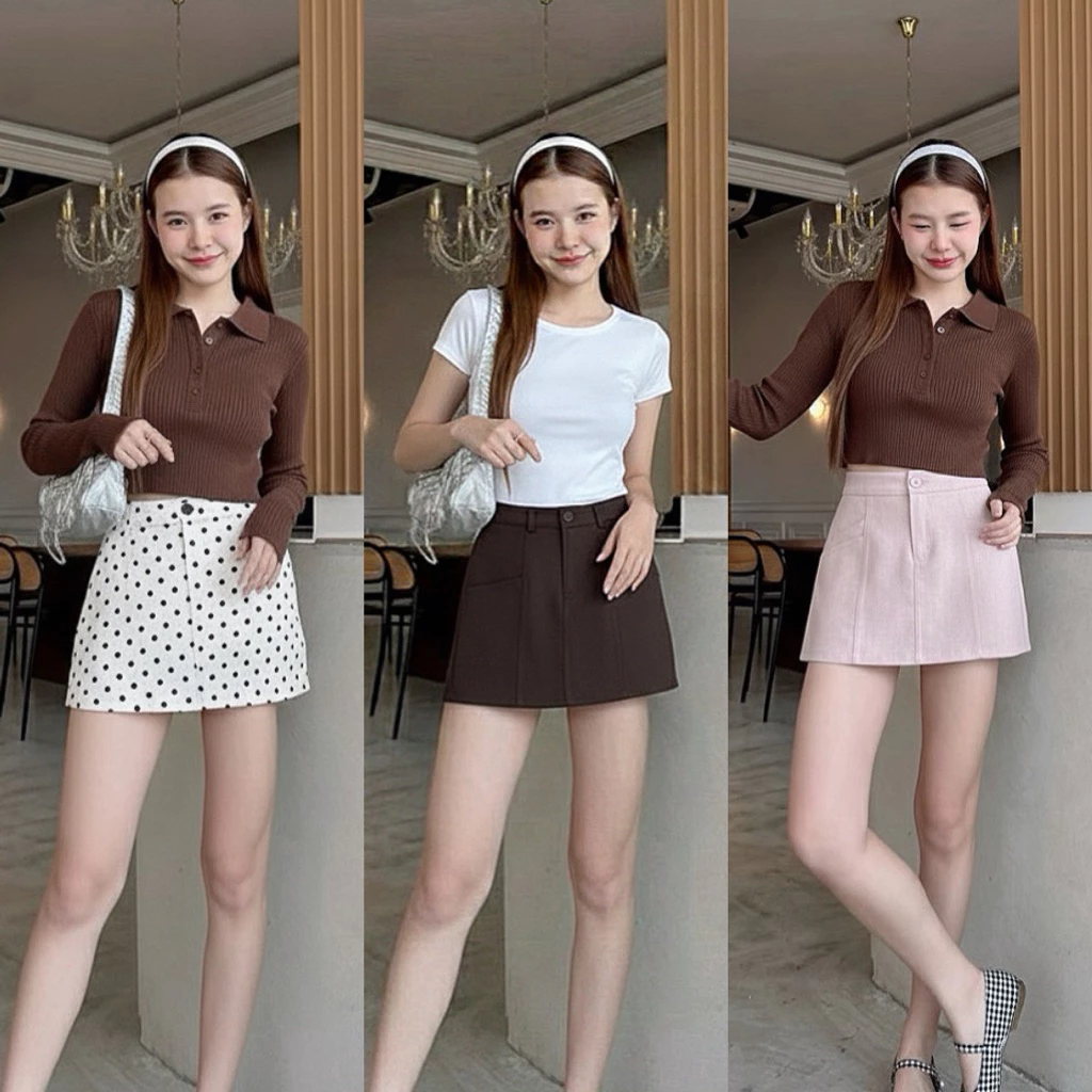 Jusmin love - กระโปรงกางเกง รุ่นนี้มีซับกางเกงด้านใน