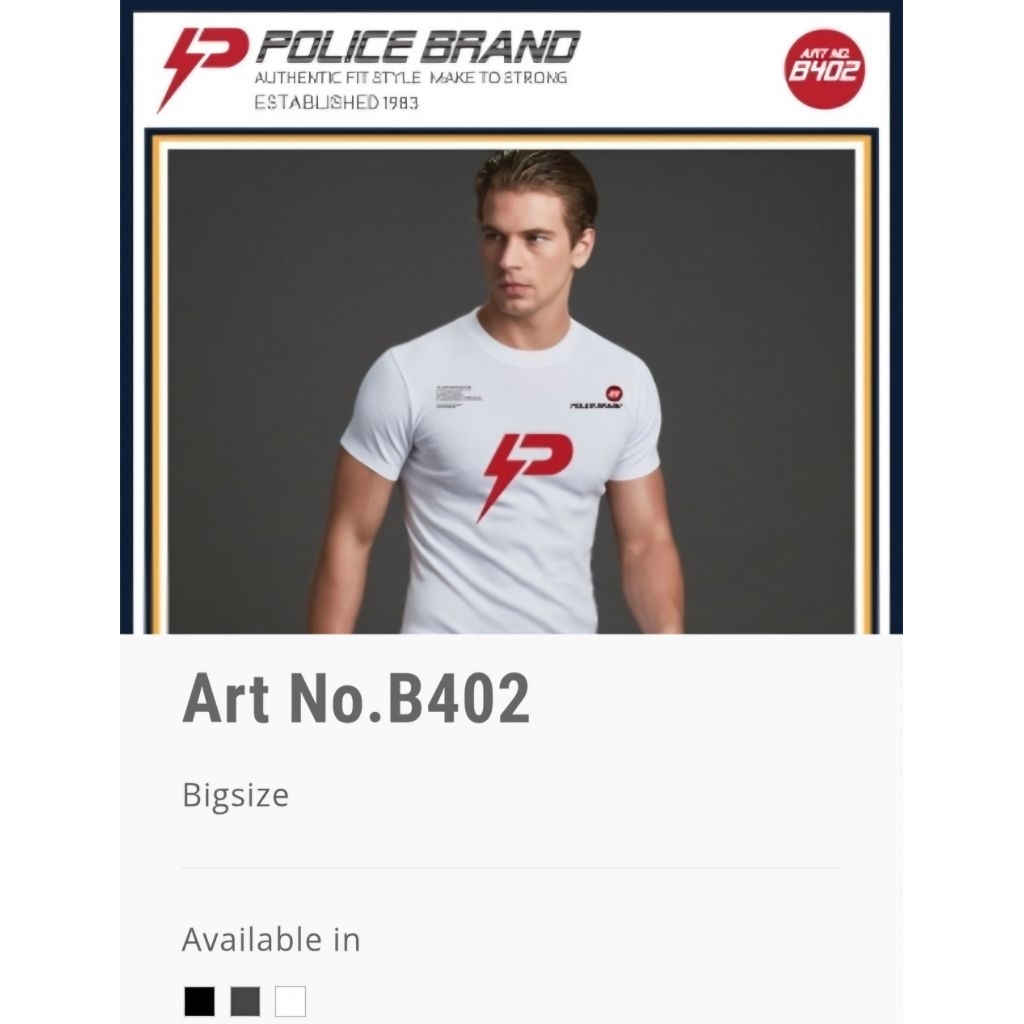 เสื้อยืดคอกลม Police Brand Premium Cotton แท้ 💯%‼️ สวมใส่สบาย เหมาะกับทุกเทศกาล เข้ารูปกระชับ ไม่อึด