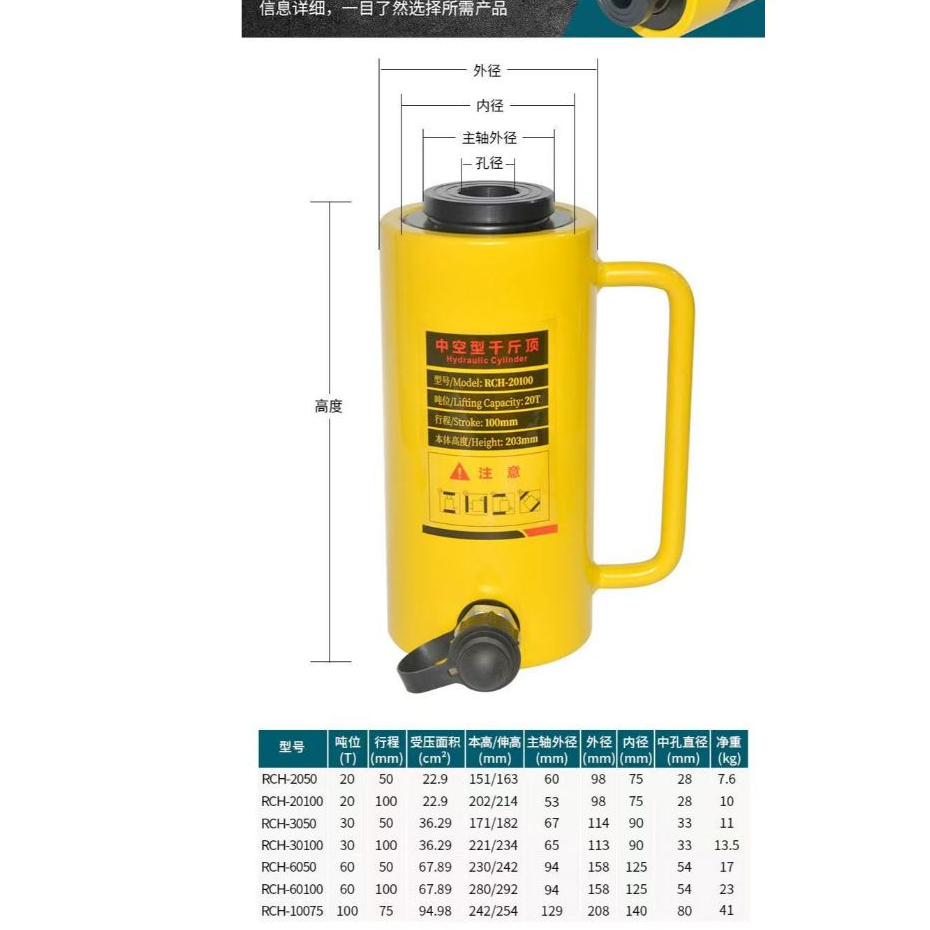 แม่แรงไฮดรอลิกแบบกลวง RCH-10T/20T/30T แม่แรงแบบแยกส่วน ระยะชัก 50 มม. ราคา ถูกที่สุด ดีลบีเคเค แกลเลอรีภาพที่ 9