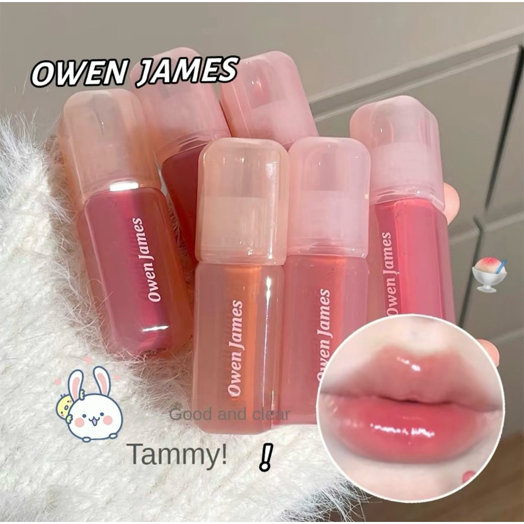 owen james บำรุงริมฝีปากชุ่มชื่น ฉ่ำวาว Lip Gloss ไม่เหนียวเหนอะหนะ กันน้ำ ติดทน