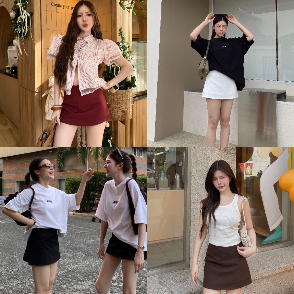 MICRO SKIRT กระโปรงกางเกงสีพื้นผ้าไมโคร