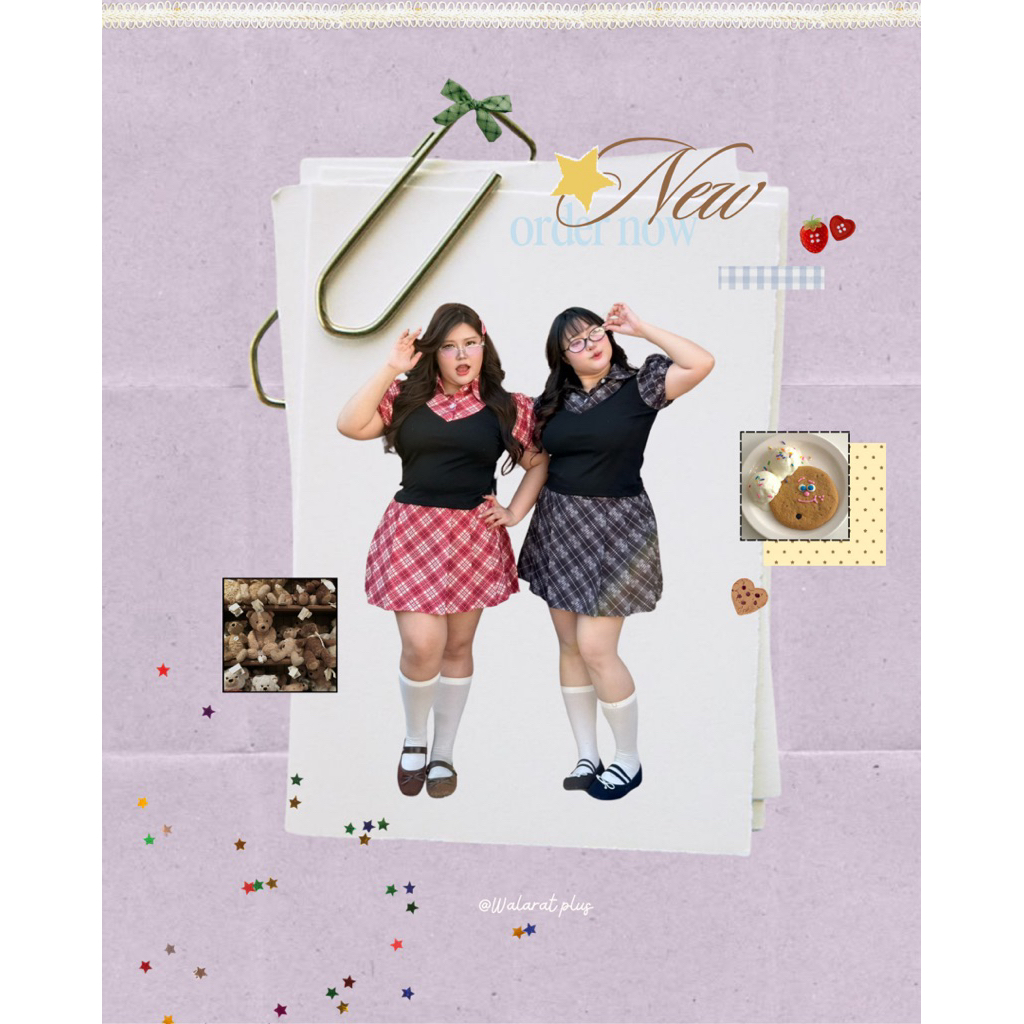 WP0144 พร้อมส่ง ชุดเซ็ตลายสก๊อต