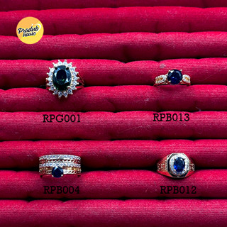 4ลาย จำนวนจำกัดแหวนมรกตเม็ด น้ำเงิน เครื่องประดับ เข้ากับทุก…