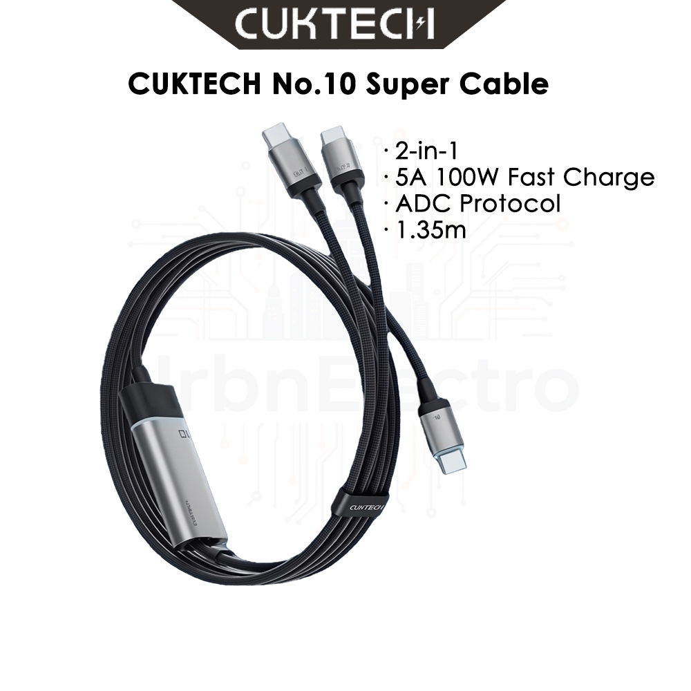 Cuktech C2C515 No.10 Super Power Cable 2-in-1 100W Fast Charger with ADC Protocol