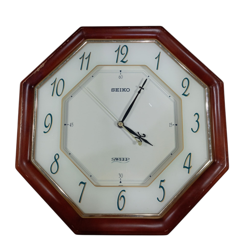 นาฬิกาแขวนผนัง SEIKO SWEEP KH225B กรอบไม้แท้ เดินเรียบ เสียงเงียบ สินค้ามือสองของแท้จากญี่ปุ่น Silen