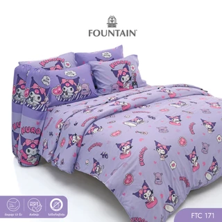 Fountain FTC171 การ์ตูน Kuromi ลิขสิทธิ์แท้ Sanrio สัมผัสนุ่มลื่น ชุดเครื่องนอนฟาวน์เทน ผ้าปูที่นอน ผ้านวม