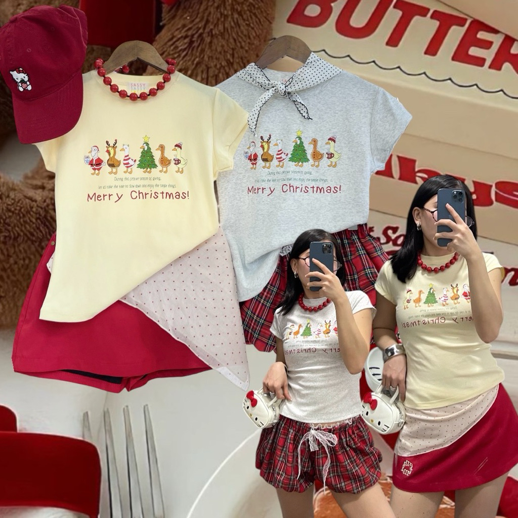duck baby tee.   เสื้อยืดคอกลม ผ้ายืดหยุ่น เป็นทรงสวยเลย เก็บเอวคอดสวย เข้ารูปแต่ไม่รัดแน่น ใส่สบาย ผ้ายืดได้เยอะ