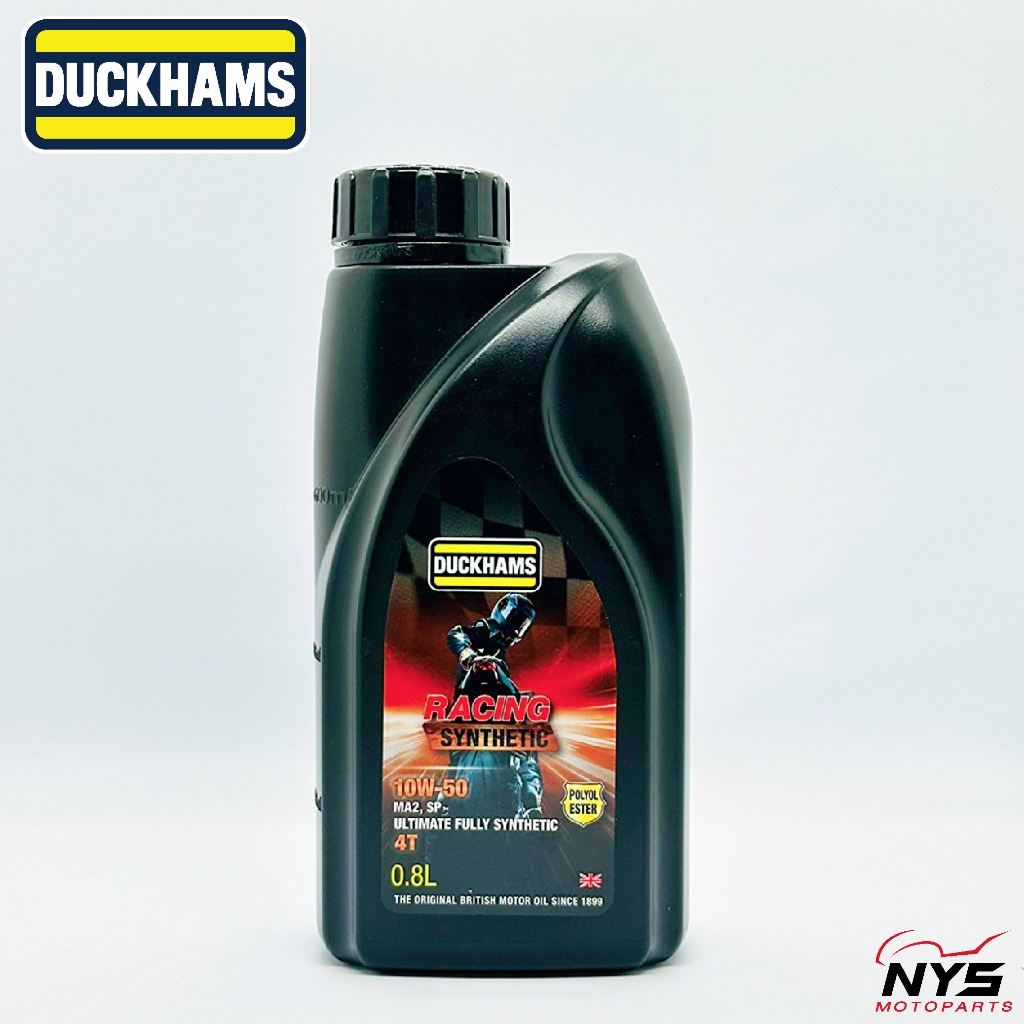 Duckhams 10W-50 SYNTHETIC 4T ขนาด0.8L POLYOL ESTER น้ำมันเครื่องดั๊กแฮมส์สังเคราะห์แท้100% สำหรับรถจักรยานยนต์ 4จังหวะ